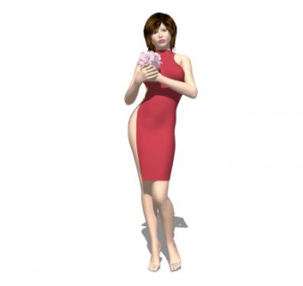 现代旗袍装女士SU模型下载_sketchup草图大师SKP模型