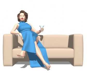 靠坐的贵妇SU模型下载_sketchup草图大师SKP模型