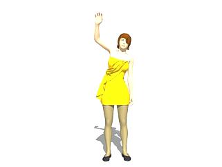 黄色礼服女士SU模型下载_sketchup草图大师SKP模型
