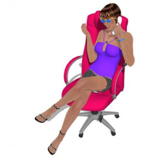 打电话的女性坐姿SU模型下载_sketchup草图大师SKP模型