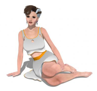 现代时尚女士曲腿坐姿SU模型下载_sketchup草图大师SKP模型