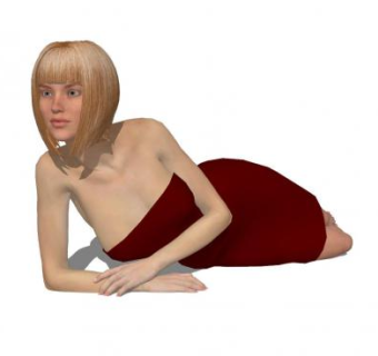 红色抹胸裙欧美女士SU模型下载_sketchup草图大师SKP模型