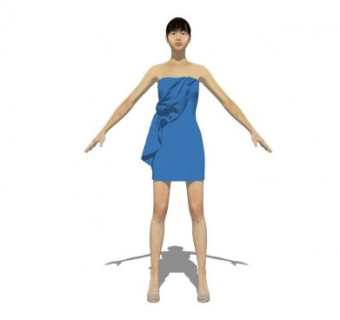 蓝色抹胸裙的女人SU模型下载_sketchup草图大师SKP模型