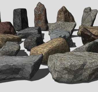 岩石景观种类SU模型下载_sketchup草图大师SKP模型