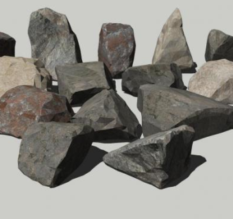 切割的岩石SU模型下载_sketchup草图大师SKP模型