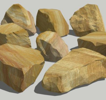黄色景观石SU模型下载_sketchup草图大师SKP模型