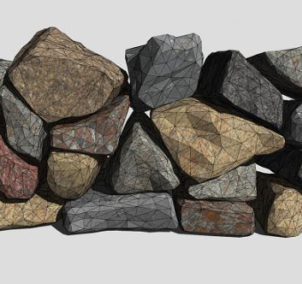 干砌石墙SU模型下载_sketchup草图大师SKP模型