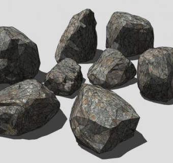 景观岩石块SU模型下载_sketchup草图大师SKP模型