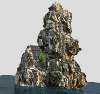 盆景岩石山SU模型下载_sketchup草图大师SKP模型