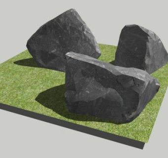 草地上的巨石SU模型下载_sketchup草图大师SKP模型
