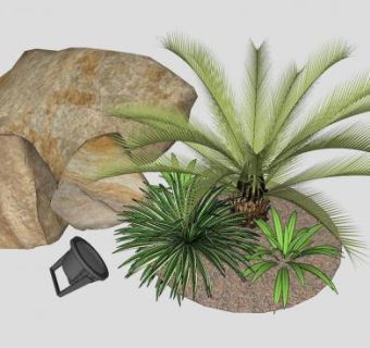 园林树木景观石装饰SU模型下载_sketchup草图大师SKP模型