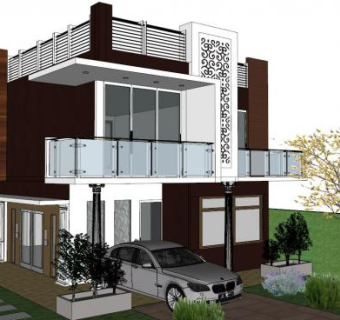 小型别墅SU模型下载_sketchup草图大师SKP模型