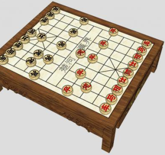 新中式棋牌桌su模型下载_sketchup草图大师SKP模型