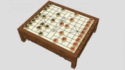 新中式棋牌桌su模型下载_sketchup草图大师SKP模型