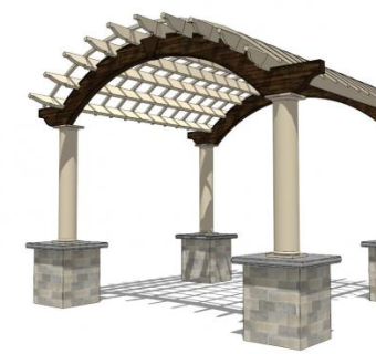 现代景观廊架su模型下载_sketchup草图大师SKP模型