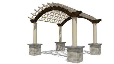 现代景观廊架su模型下载_sketchup草图大师SKP模型