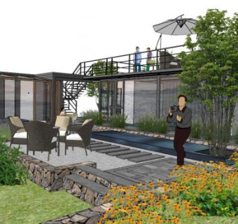 集装箱酒店su模型下载_sketchup草图大师SKP模型