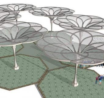伞状柱子su模型下载_sketchup草图大师SKP模型