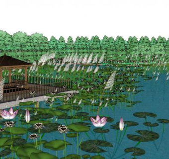 湿地公园su模型下载_sketchup草图大师SKP模型