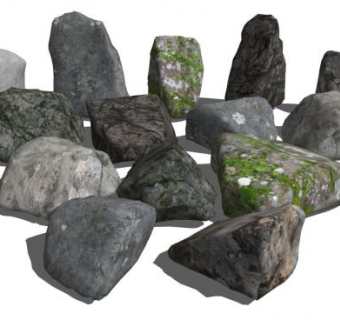 大小岩石集SU模型下载_sketchup草图大师SKP模型