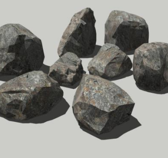 大小岩石块SU模型下载_sketchup草图大师SKP模型