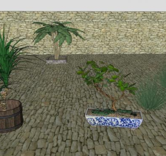 盆景盆栽植物系列SU模型下载_sketchup草图大师SKP模型