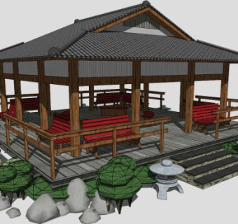 日式亭子SU模型下载_sketchup草图大师SKP模型
