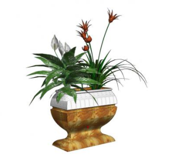 金银花盆SU模型下载_sketchup草图大师SKP模型