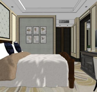 酒店内室su模型下载_sketchup草图大师SKP模型