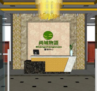 售楼部吧台su模型下载_sketchup草图大师SKP模型