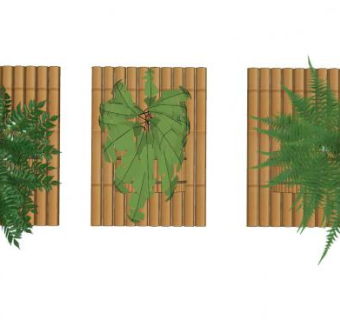 竹板植物墙SU模型下载_sketchup草图大师SKP模型