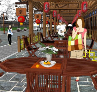茶馆桌子su模型下载_sketchup草图大师SKP模型