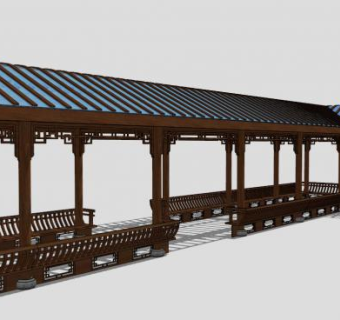 屋顶廊架su模型下载_sketchup草图大师SKP模型