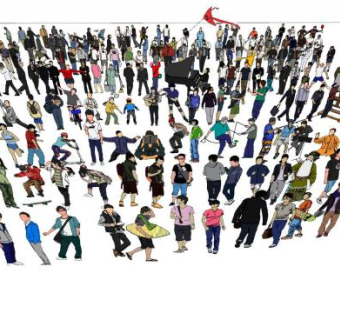 运动人2D形态SU模型下载_sketchup草图大师SKP模型