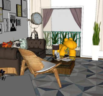 简约欧式风格室内su模型下载_sketchup草图大师SKP模型