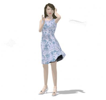 现代夏装女士SU模型下载_sketchup草图大师SKP模型