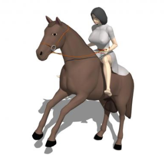 现代骑马的女人SU模型下载_sketchup草图大师SKP模型
