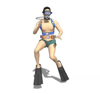 现代潜水员人物SU模型下载_sketchup草图大师SKP模型