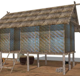 北方茅草屋顶su模型下载_sketchup草图大师SKP模型