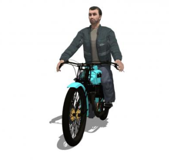 骑着摩托车的男人SU模型下载_sketchup草图大师SKP模型