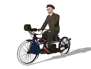 骑自行车男人SU模型下载_sketchup草图大师SKP模型