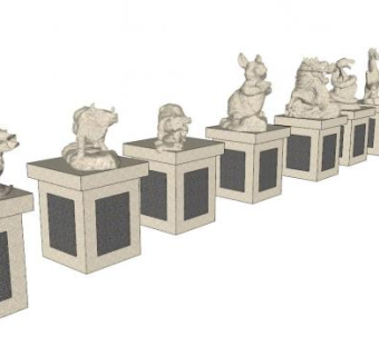 十二生肖雕塑su模型下载_sketchup草图大师SKP模型