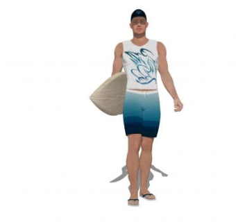 冲浪板人物SU模型下载_sketchup草图大师SKP模型