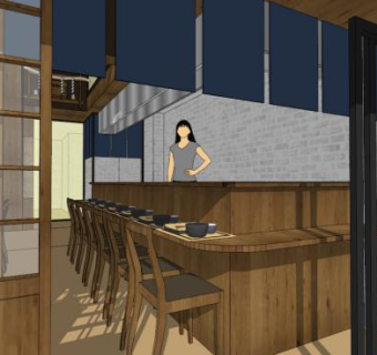 日式门帘su模型下载_sketchup草图大师SKP模型