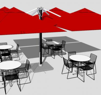 遮阳桌椅SU模型下载_sketchup草图大师SKP模型