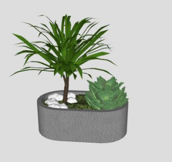 石盆景室内摆件SU模型下载_sketchup草图大师SKP模型