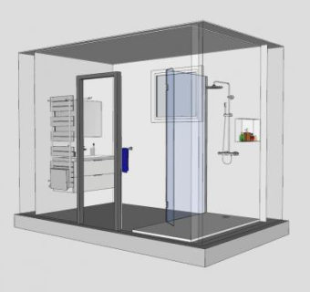 玻璃幕墙卫浴室SU模型下载_sketchup草图大师SKP模型