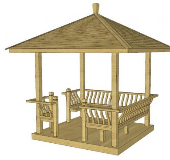 公园凉亭SU模型下载_sketchup草图大师SKP模型