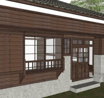 日式阳台栏杆su模型下载_sketchup草图大师SKP模型