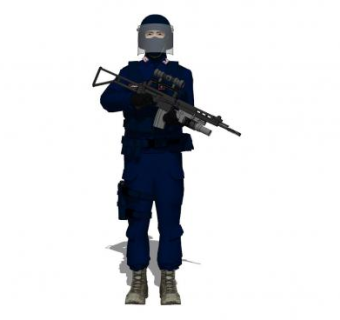 持械的武警SU模型下载_sketchup草图大师SKP模型